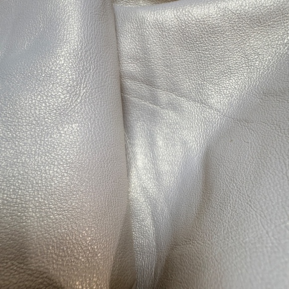 pants EXPRESS leather S iridescent pearl straight leg mid rise neutral elegant - Picture 6 of 17